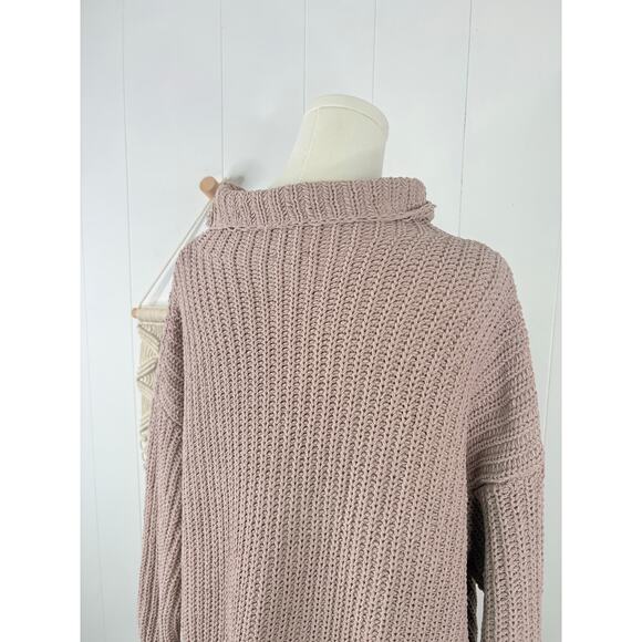 Aerie Oversized Chenille Turtleneck Sweater Womens XS Taupe Beige - Picture 7 of 9